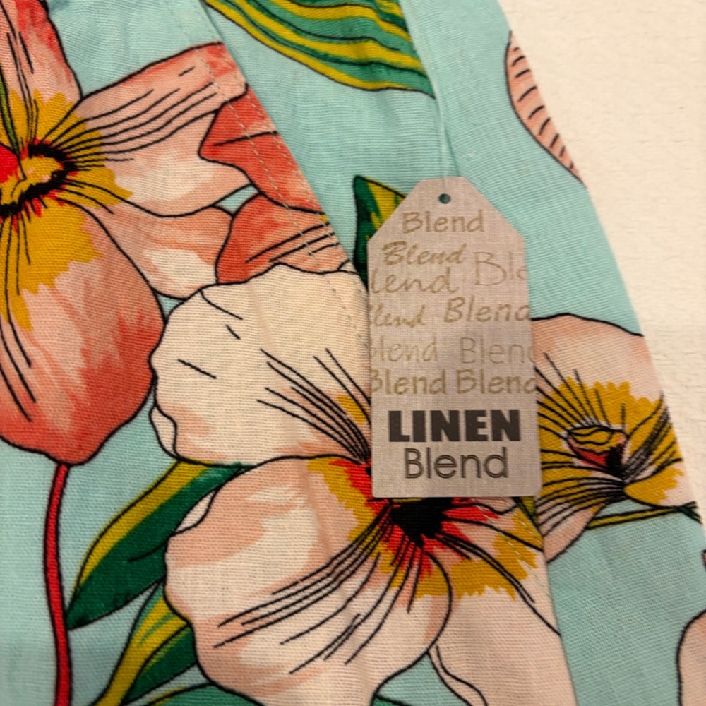 NWT For Cynthia Tropical 55% Linen Mini Skirt Blue & Green - Size M - Resortwear - Picture 9 of 13